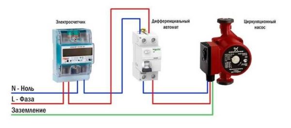 Схема подключение питания насоса